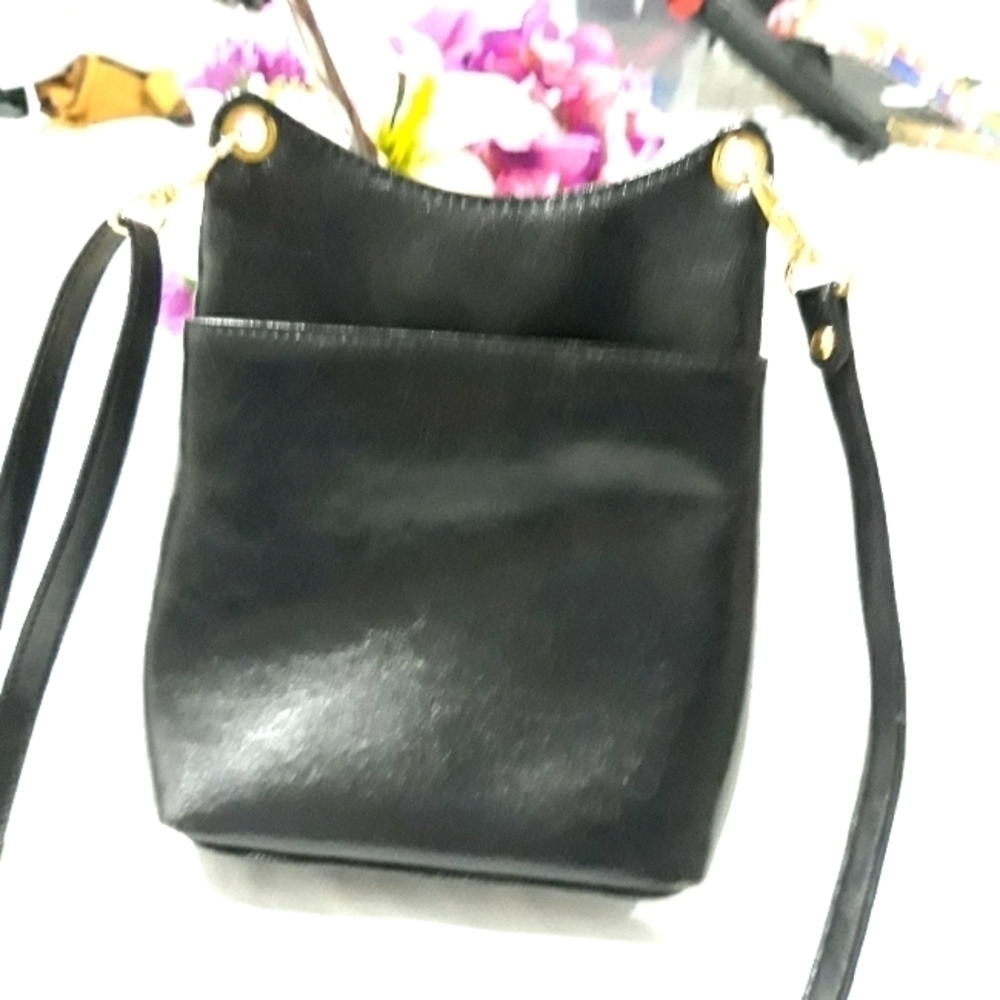 Bellerose Faux Leather crossbody bag black and brown purse - Picture 4 of 9